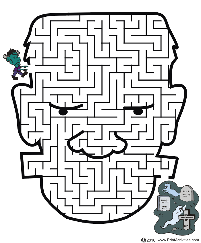Printable Frankenstein Halloween Maze