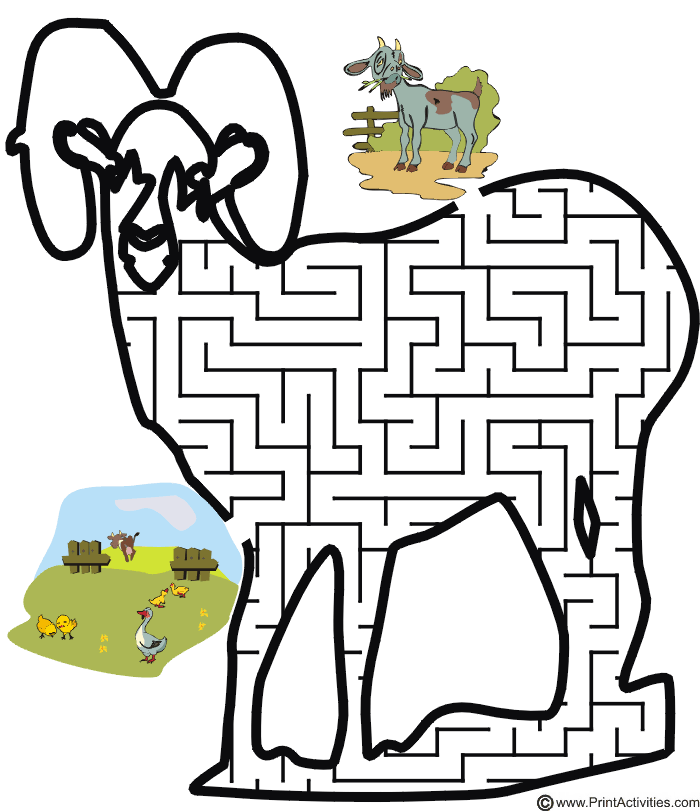 Goat Maze: Help the goat thru the maze to find the pasture.