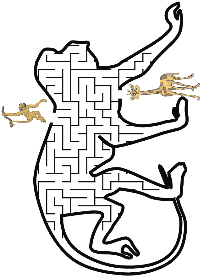 Monkey Maze: Help the monkey through the maze to find the giraffe