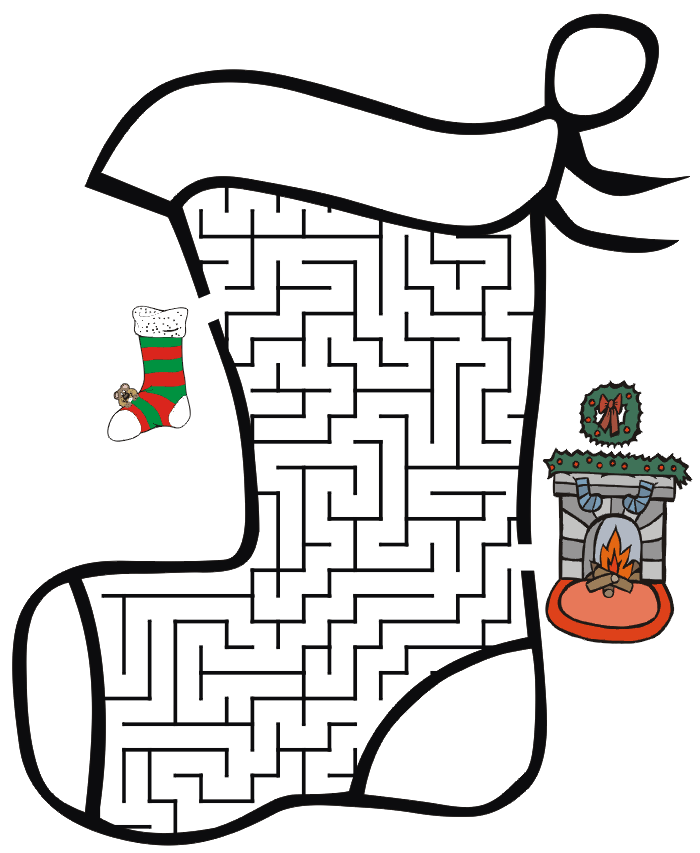 Christmas Maze: Help get the stocking to the fireplace