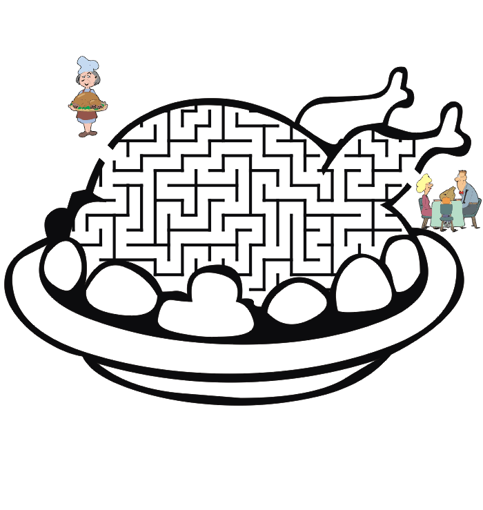 Thanksgiving Maze: Help get the turkey to the table