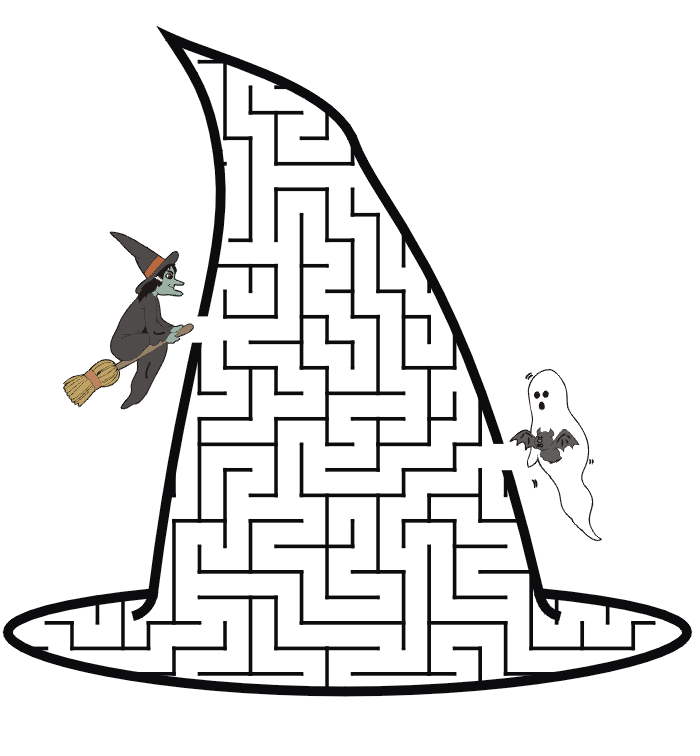Witch Maze Free Printable Witch Hat Shaped Maze