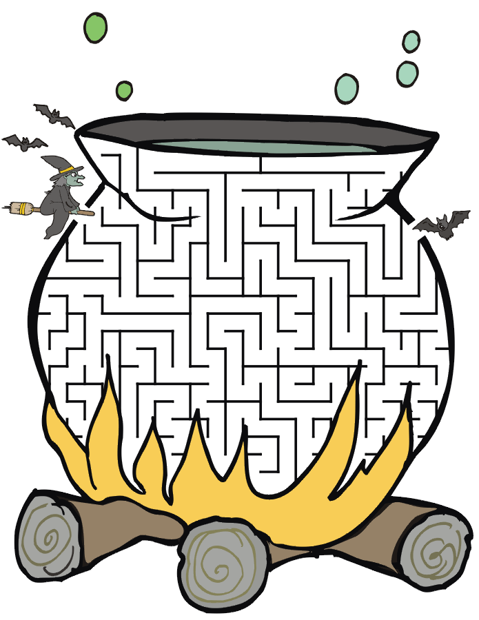 Witch's Cauldron shaped halloween maze