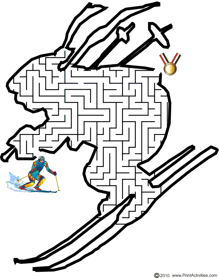 Ski Maze: Guide the downhill skier to the gold medal.