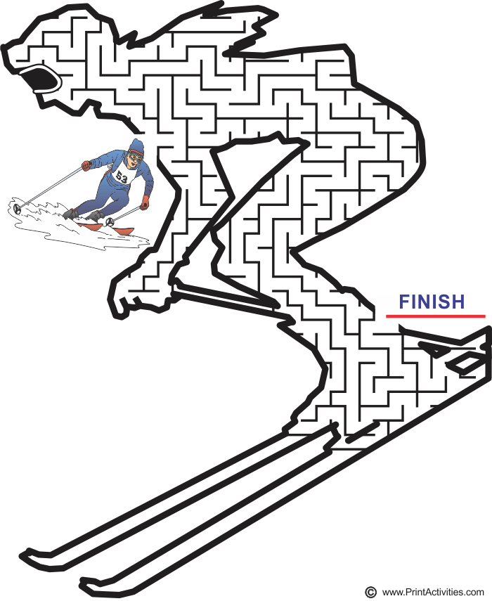 Downhill Skiing Maze: Guide the skier to the finish line.