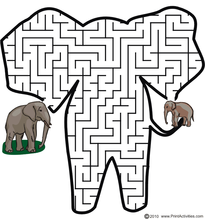 Elephant Maze: Help the elephant thru the maze to its baby.