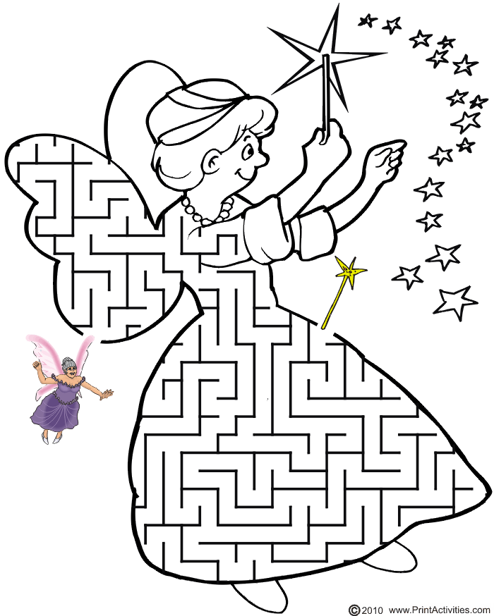 Printable Fairy Godmother Maze: Guide the fairy to her wand.