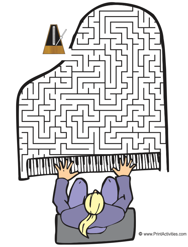Grand Piano Maze: Take the metronome to the pianist.