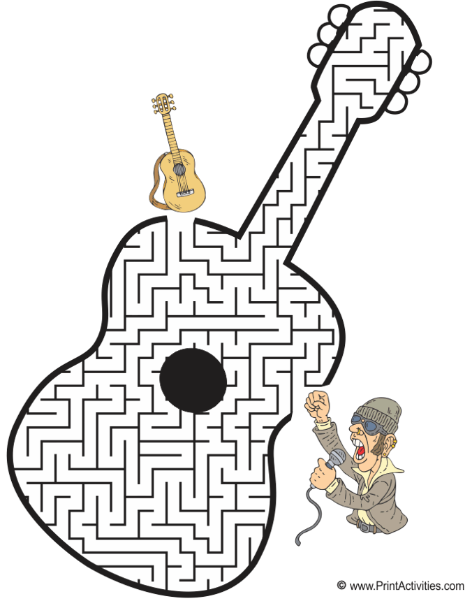 Guitar Maze: Get the guitar to the singer.