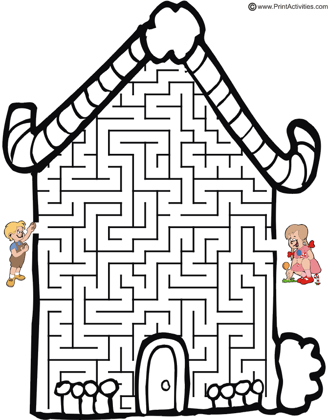 Hansel and Gretel Maze: Guide Hansel thru the candy cottage to find Gretel