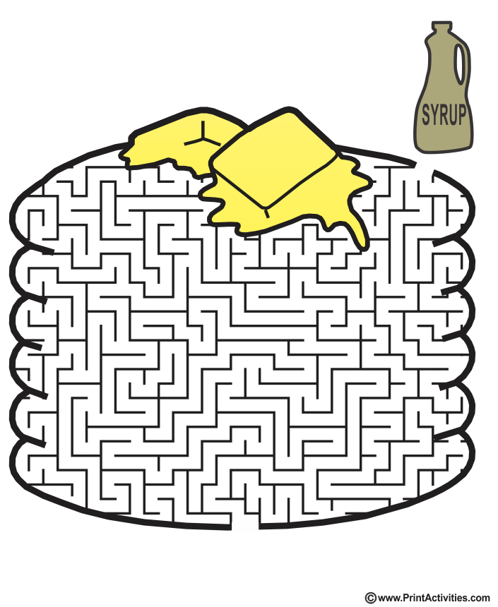 Shrove Tuesday Maze: Guide the syrup thru the pancakes maze.