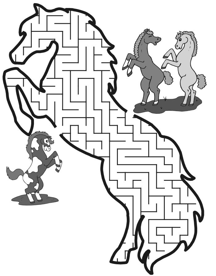 Horse Maze: Help the rearing horse thru the maze to find its friends.
