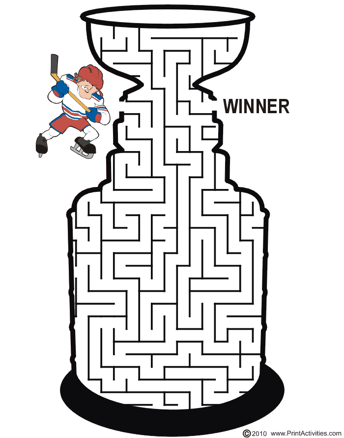 Stanley Cup Maze: Guide the hockey player thru the maze to become a winner.