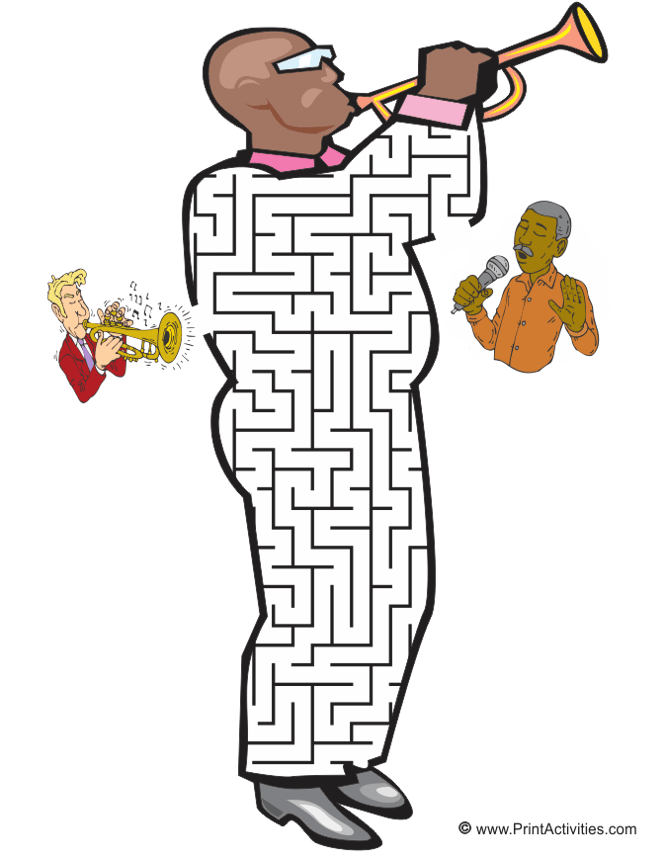 Trumpeter Maze: Guide the trumpeter to the singer.