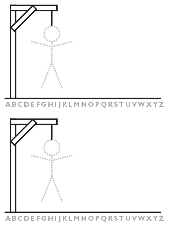 Hangman Word Game (gallows, alphabet & dotted stick figure)