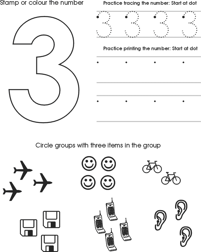 Number Three Worksheet Free Preschool Printable