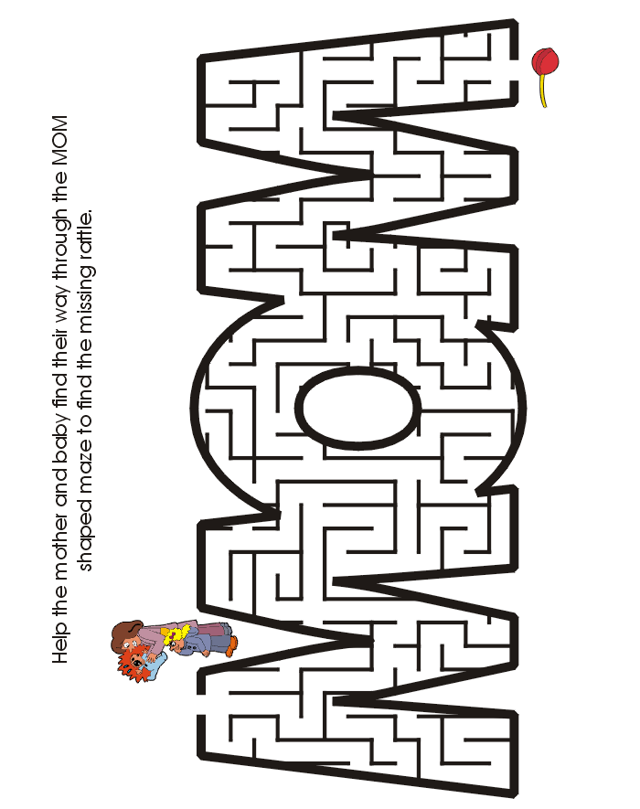 Mother's day maze: Help the mom and baby find the rattle